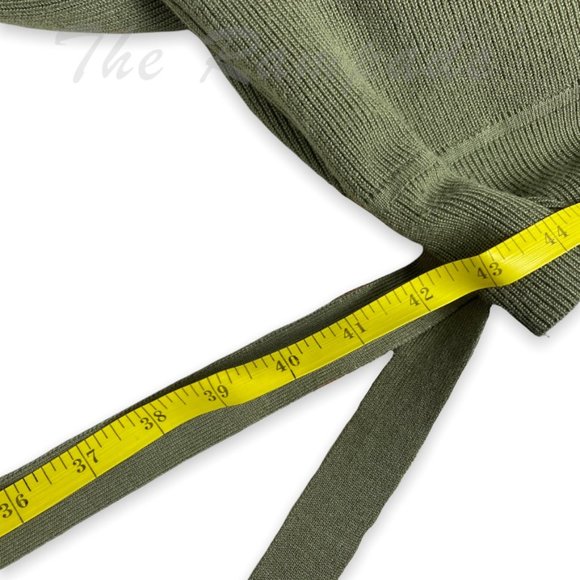 Zara Knit Olive Green with Black Wrap Tie Waist Top Size Small - Picture 10 of 10